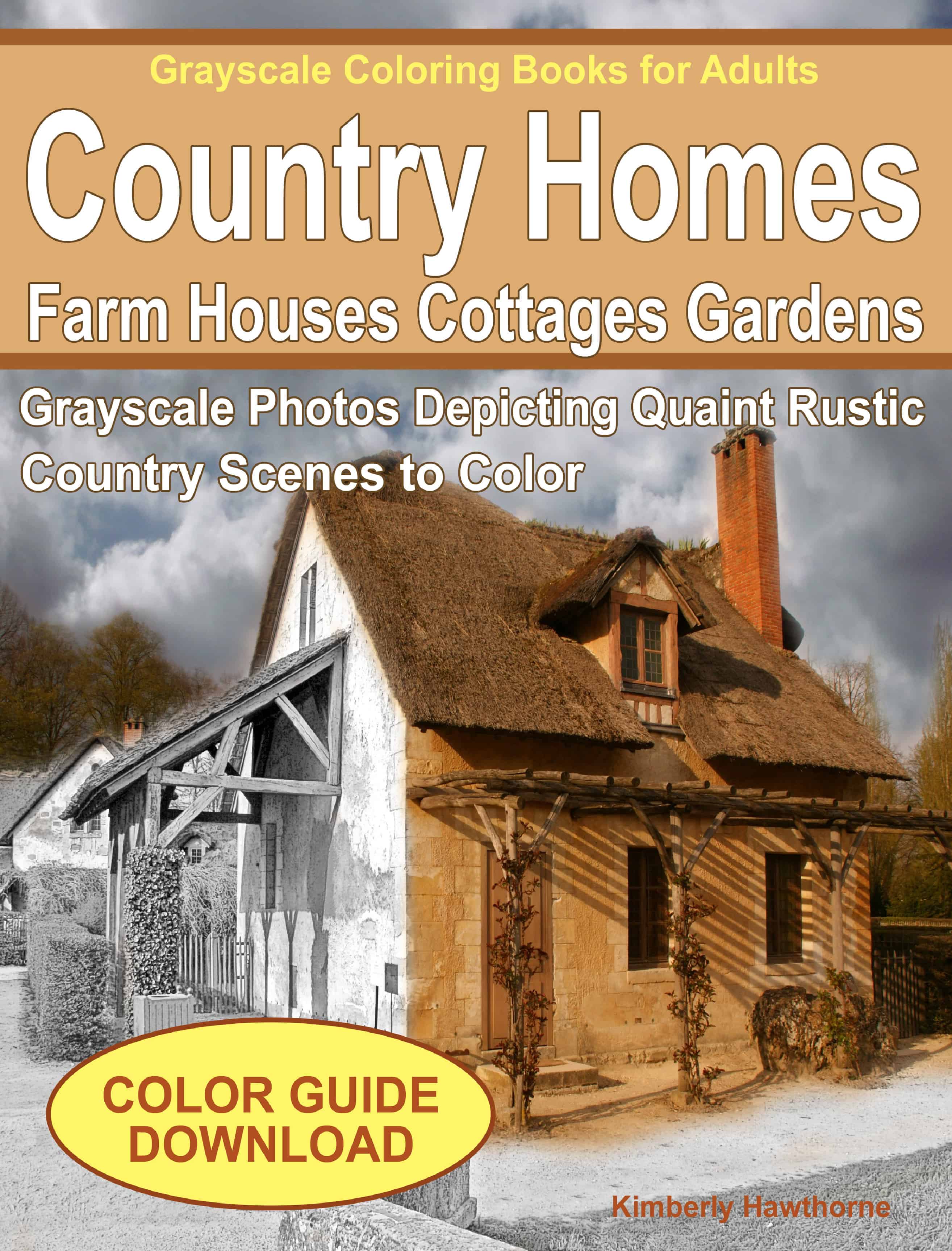 Quaint country homes, farm houses, cottages adult coloring book