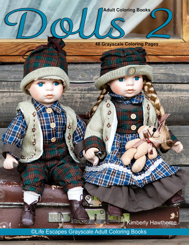 Dolls 2 grayscale coloring book