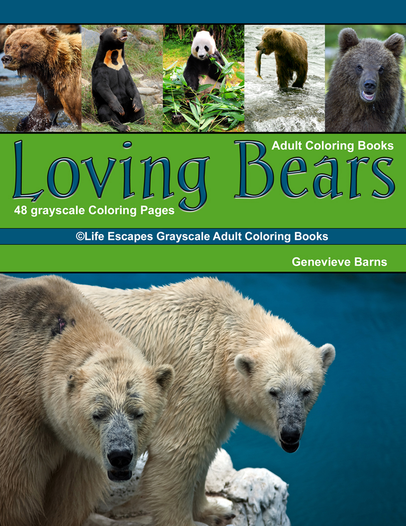 Loving Bears Grayscale Adult Coloring Book PDF Life Escapes Grayscale