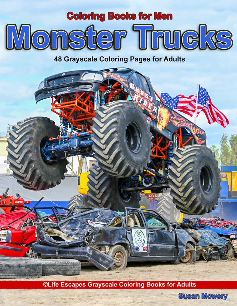 Monster Trucks coloring book for men