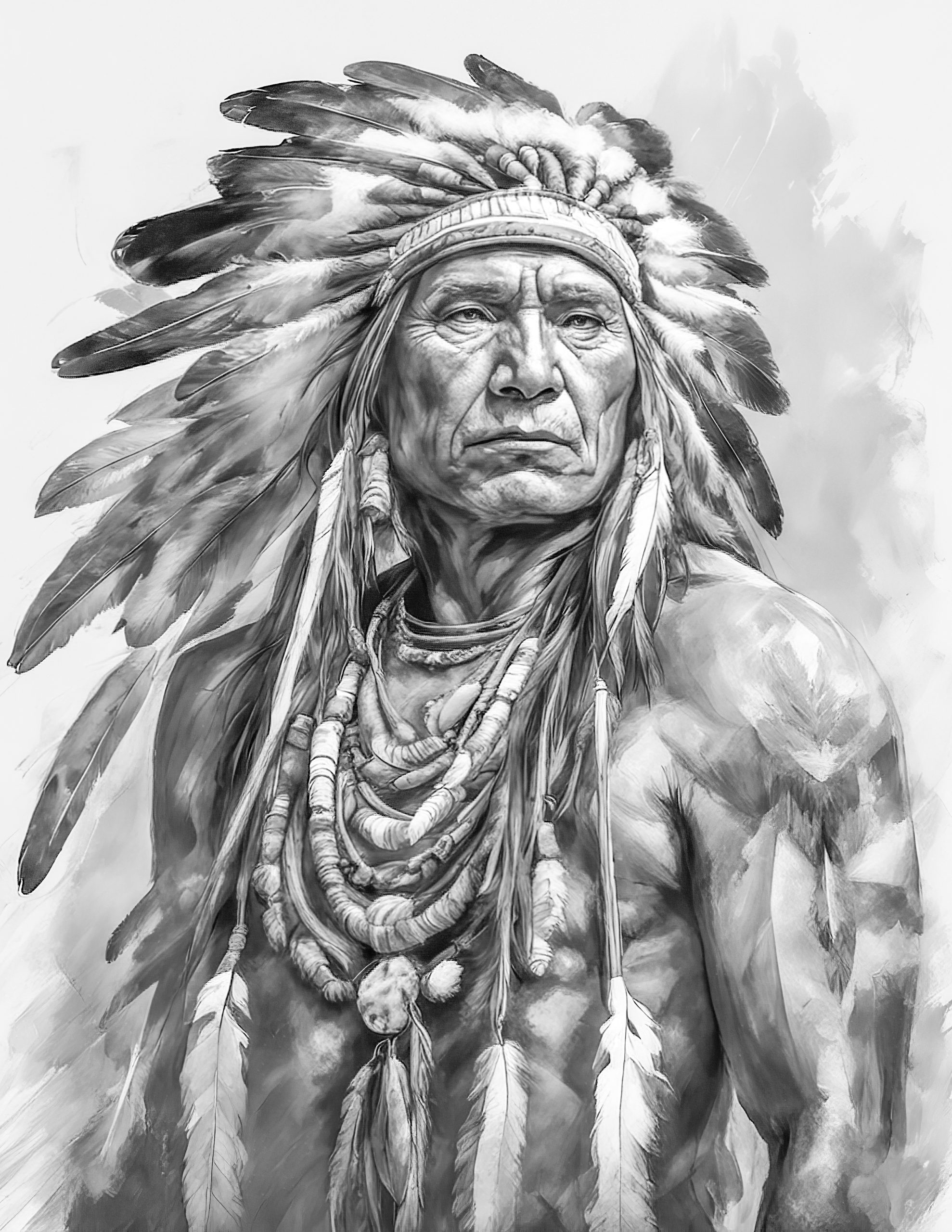 native american indian free coloring page