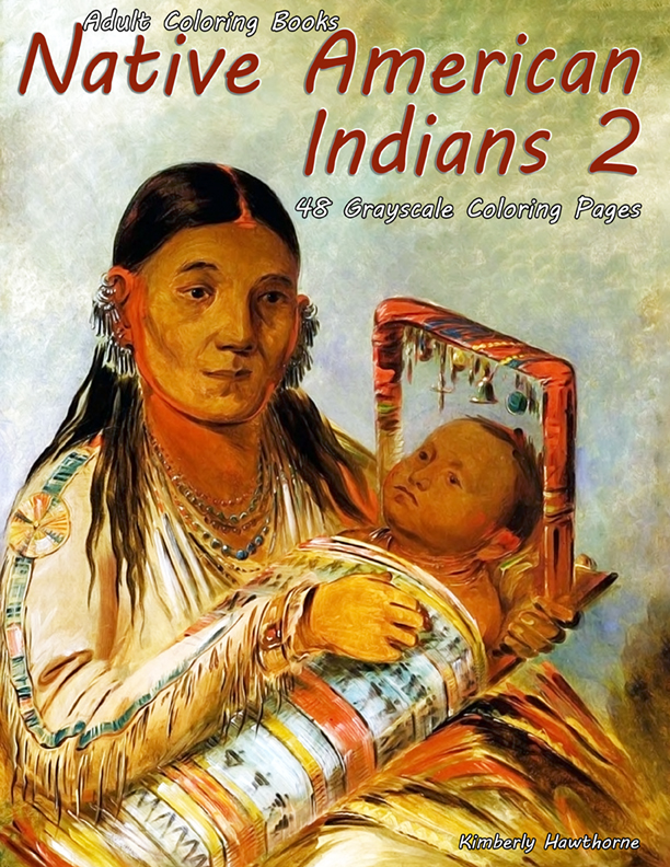 Native American Indians 2 grayscale coloring book