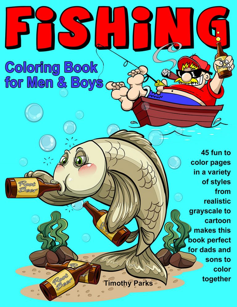 Fishing Coloring Book for Men & Boys Life Escapes Grayscale Adult