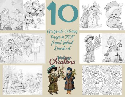 vintage christmas coloring pages vintage christmas coloring pages